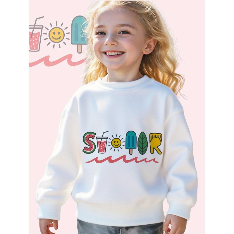 Kids Sweatshirt Summer Fun for Kids: A Vibrant And Cheerful Celebration! Long Sleeve Crewneck Sweatshirt 110