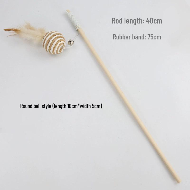 Linen Mouse Cat Teaser Wand with Bell - Boredom Relief Toy for Cats