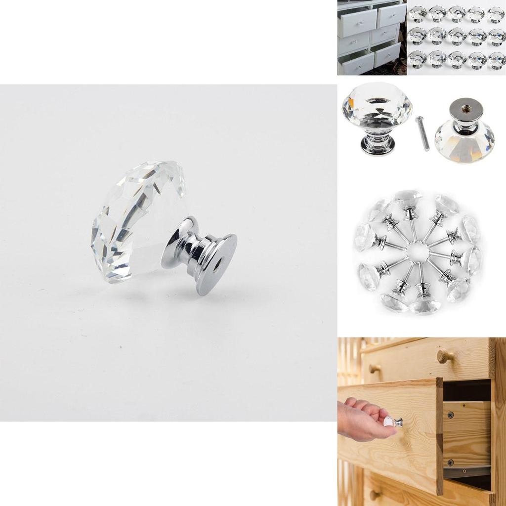 Premium Quality 10pcs Crystal Glass Cabinet Knob With Sparkling Diamond Design