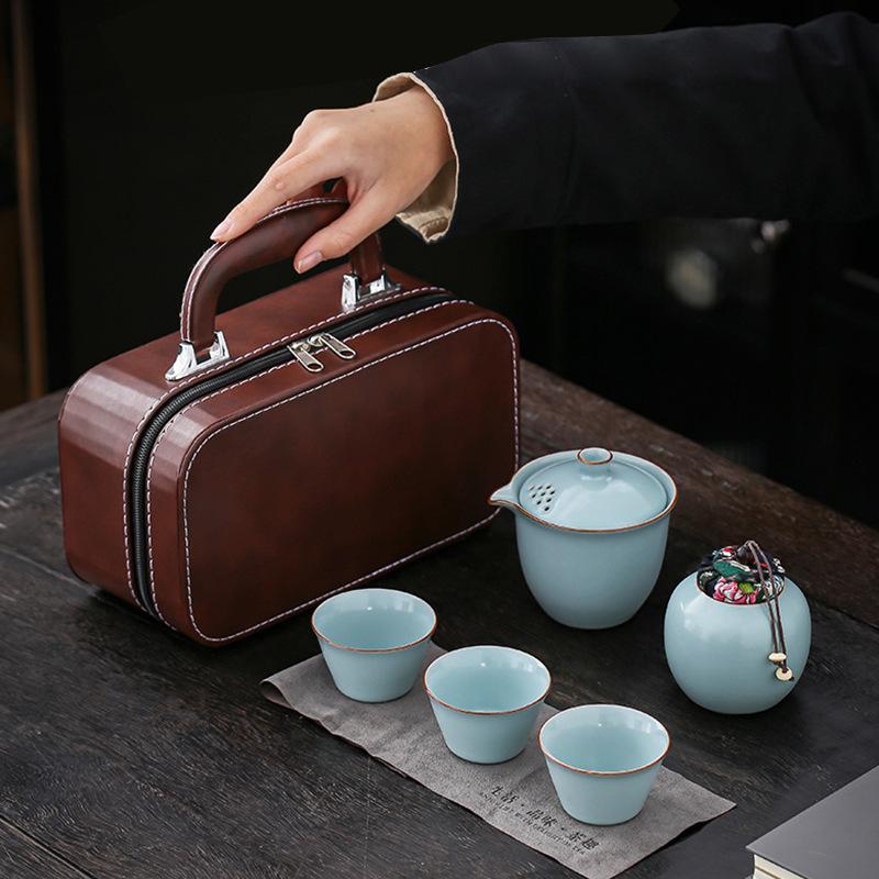 Portable Ru Kiln Kuaike Cup Travel Tea Set Outdoor Opening with Gifts