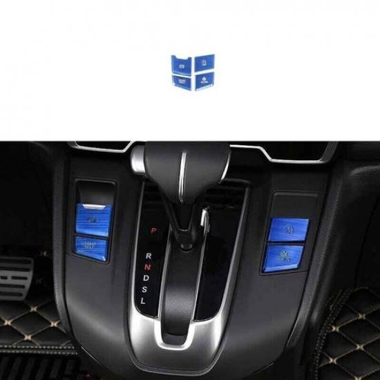2017-2022 Console Gear Shift Button Sticker Trim For Honda CR-V Blue Aluminum