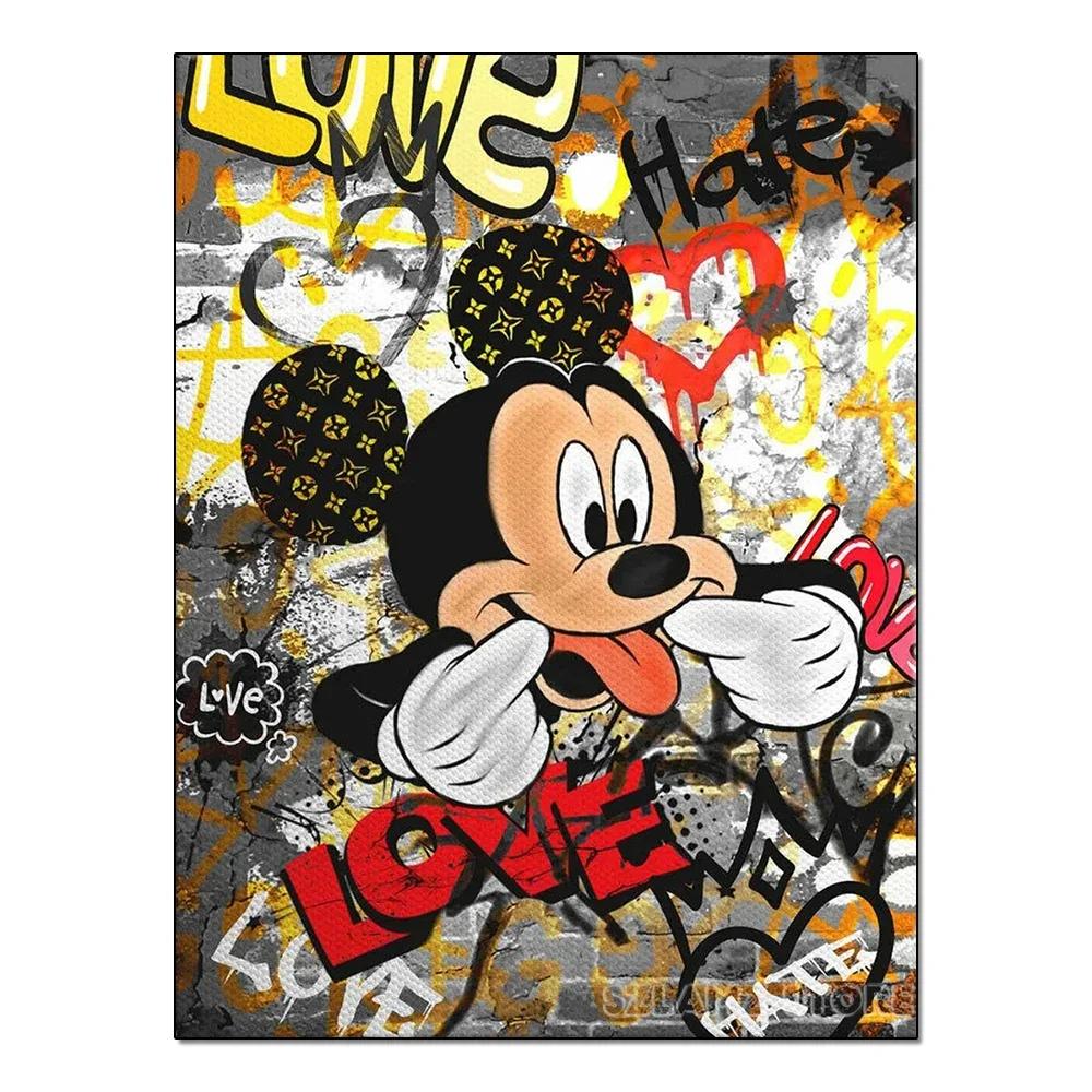 5D DIY Color Mickey Diamond Painting Kit Tidal Graffiti Cross Stitch Handmade Diamond Mosaic Embroidery Art Gift