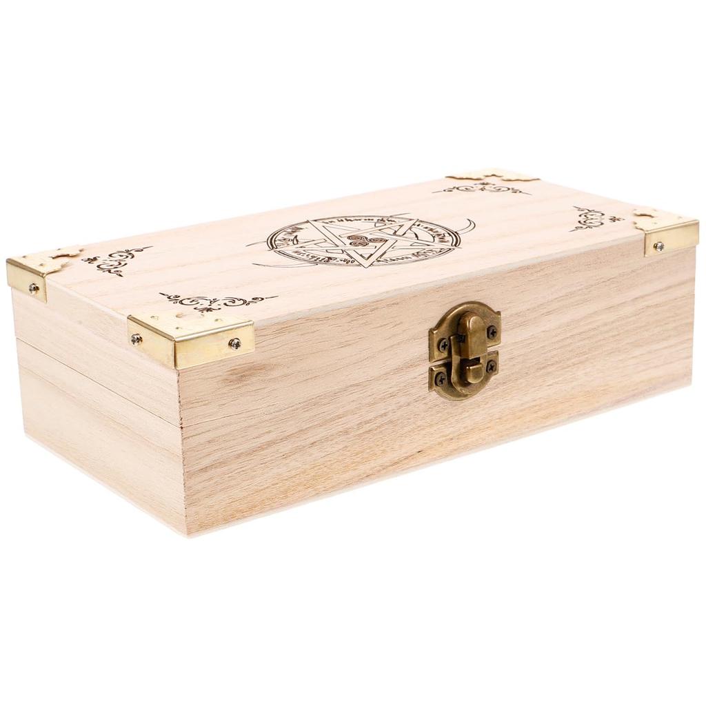 ERINGOGO Wooden Tarot Box with Large Pentagram and Card Stylish Accessory for Tarot Enthusiasts Capacity, Design, Storage,