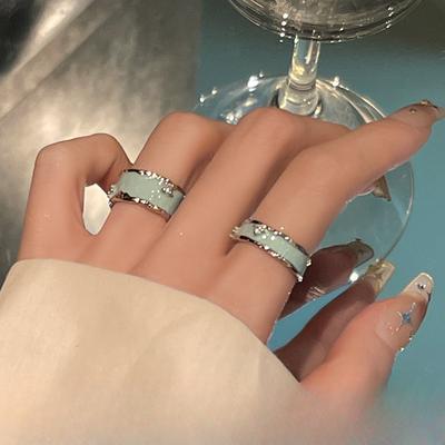 Himmel Blau Epoxy Ring Weibliche Nische Design Gefühl Einfache Index Finger Ring Öffnung