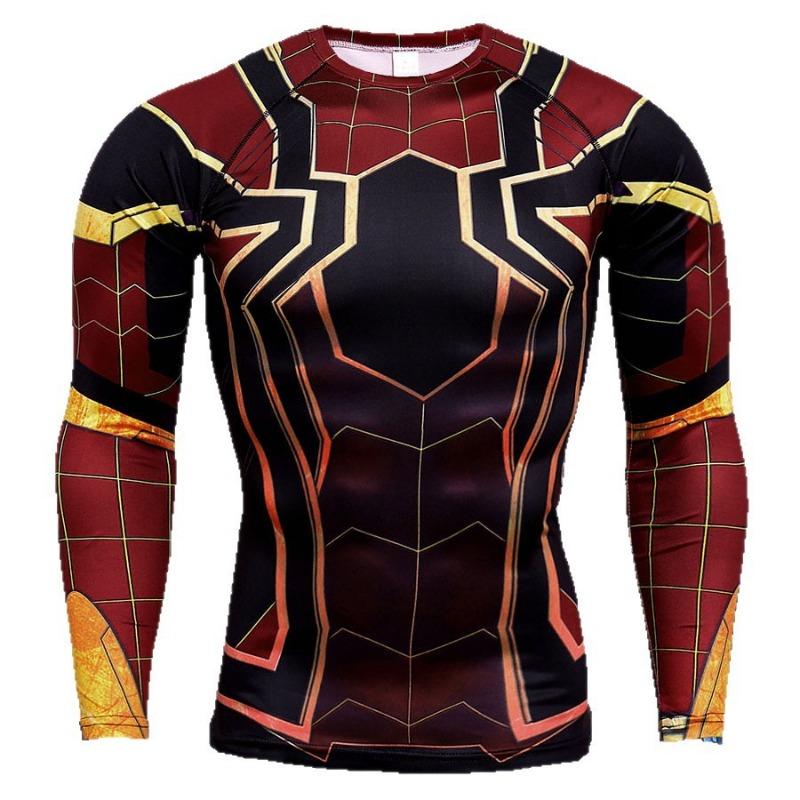 T-shirt Imprimé Numérique 3D Super-Héros Manches Longues Thème Halloween Fête Costumée Tenues de Jeu de Rôle pour Homme