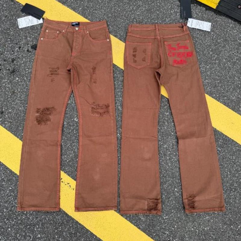 Herren Damen High Street Used Denim Jeans Mit Stickerei-Patch Gerader Schnitt Wasser gewaschen Schlanke Schlaghosen