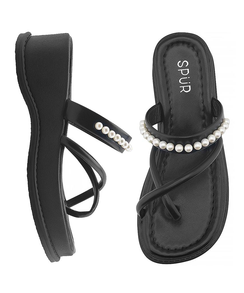 Spur Shine Pearl Slipper -Ss9057 (2Color) 5.5Cm Platform Slippers