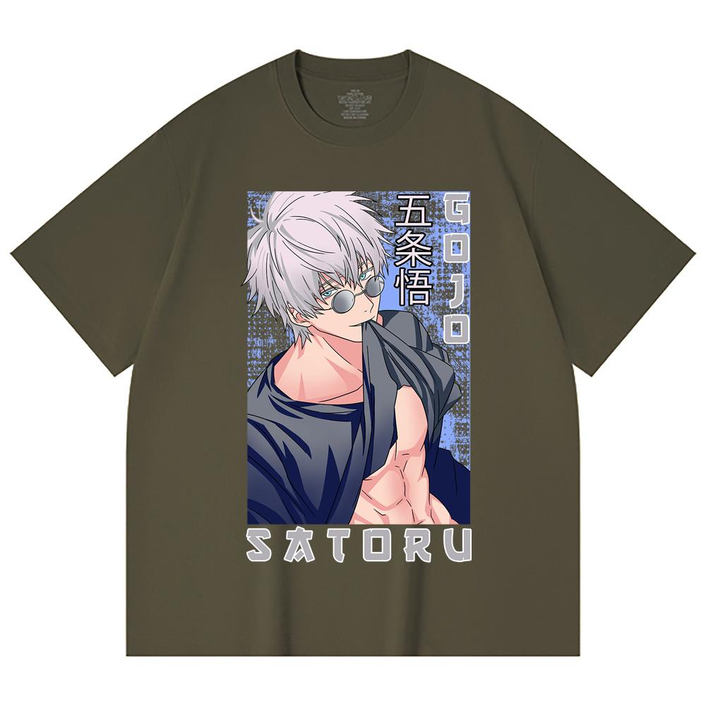 230 Gsm 100% Cotton Jujutsu Kaisen V23 Gojo Print Unisex Heavy Cotton T Shirt