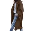 Fall Winter Women's Long Solid Color Wool Coat Casual Warm Thickened Overcoat Outerwear for Women European American Style