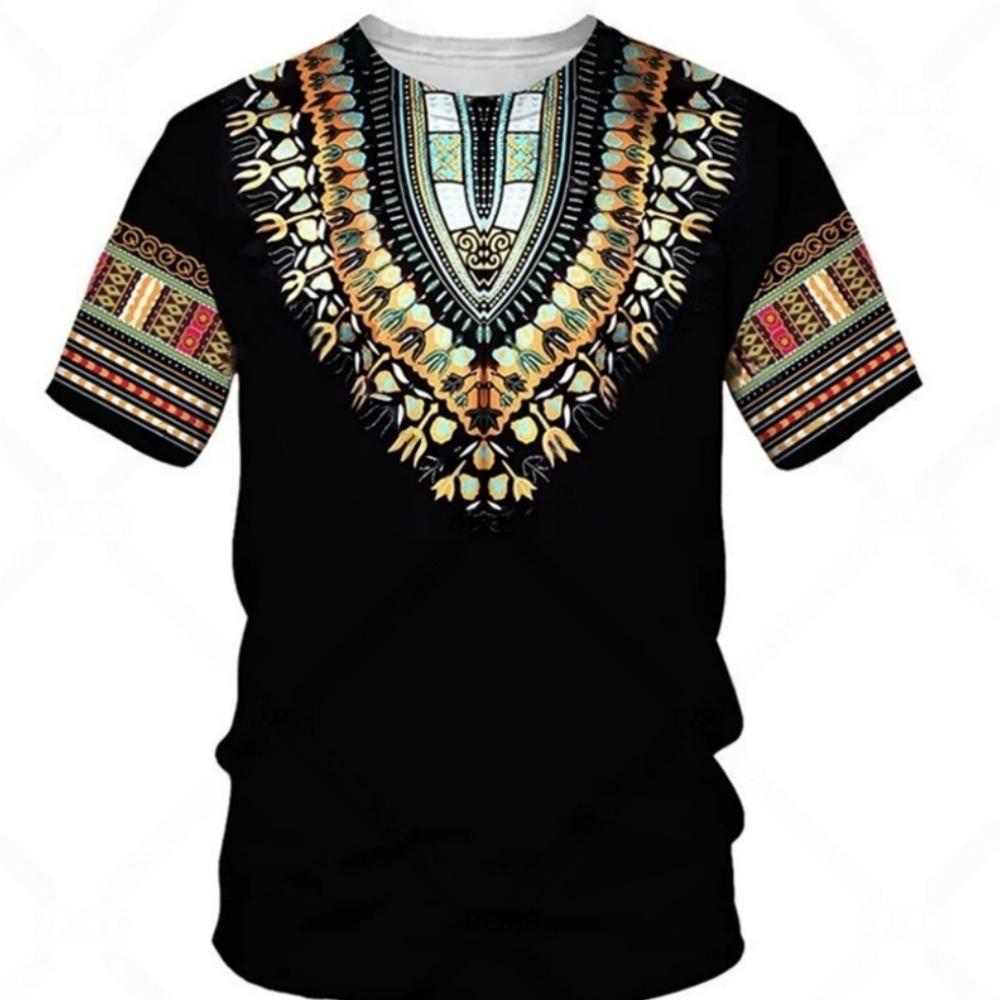 African Traditional Pattern T-Shirts 3D Print Men Summer Short Sleeve T Shirt Harajuku Retro Ethnic Style Tees Top Men Clothing