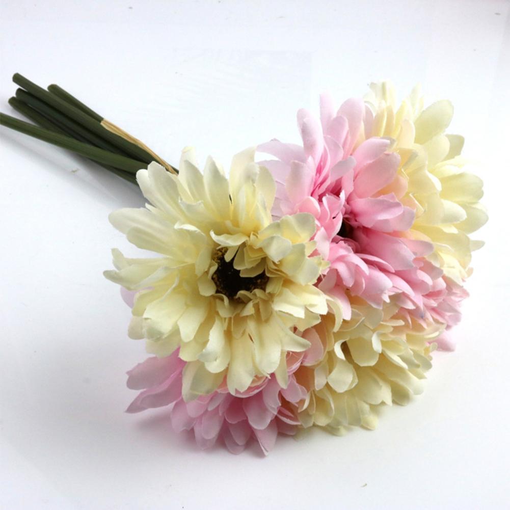 6pcs/bundle Artificial Flowers Diy Gerbera Simulation Bouquet Home Wedding Decor Accessories
