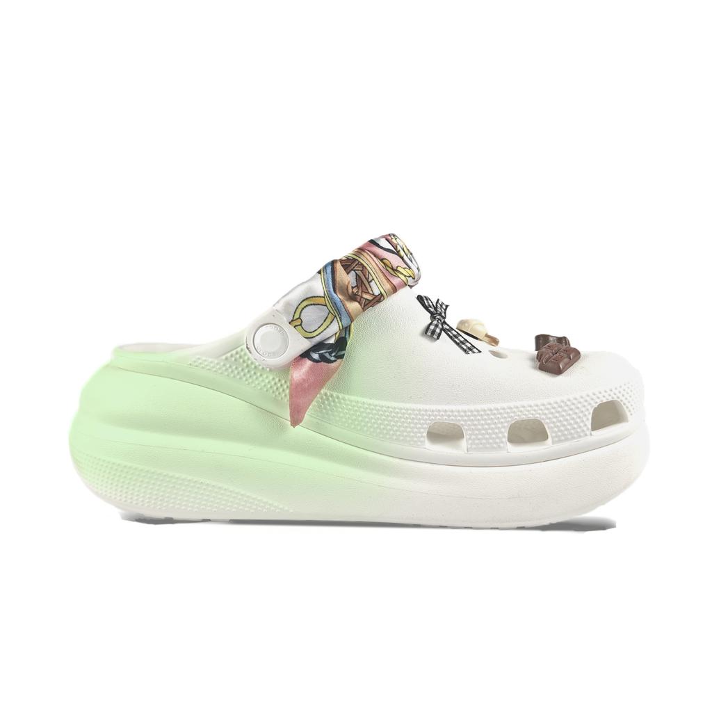 Crocs Crush Clog EVA Lime Decorative Buckle Hand Painted Graffiti Casual Fashion Versatile Hole Shoes Unisex White