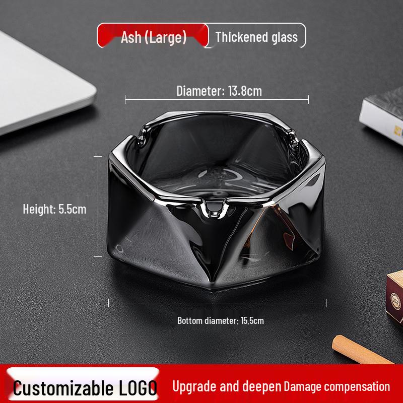 Crystal Glass Ashtray: Elegant, Fly-Repellent Design for Home or Office