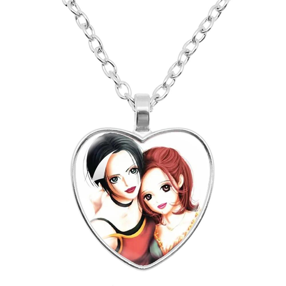 Japanische Anime Mode NANA Manga Osaki Glas Herz Halskette Figur Schmuck Fans Tasche Anhänger Geschenke Für Mädchen