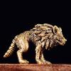 Solid Brass Wolf Figurine Desktop Decor Vintage Animal Sculpture Home Office Ornament Handcrafted Casting