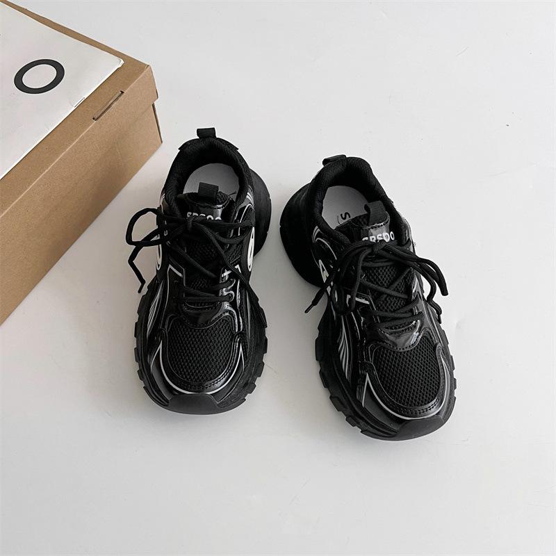 Silver and gray versatile heightened platform dad shoes women's 2025 new summer popular mesh student lightweight sports shoes