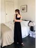 Spicy Girl Solid Color High-Waisted Spaghetti Strap Off-Shoulder Knee-Length Slimming Summer Dress