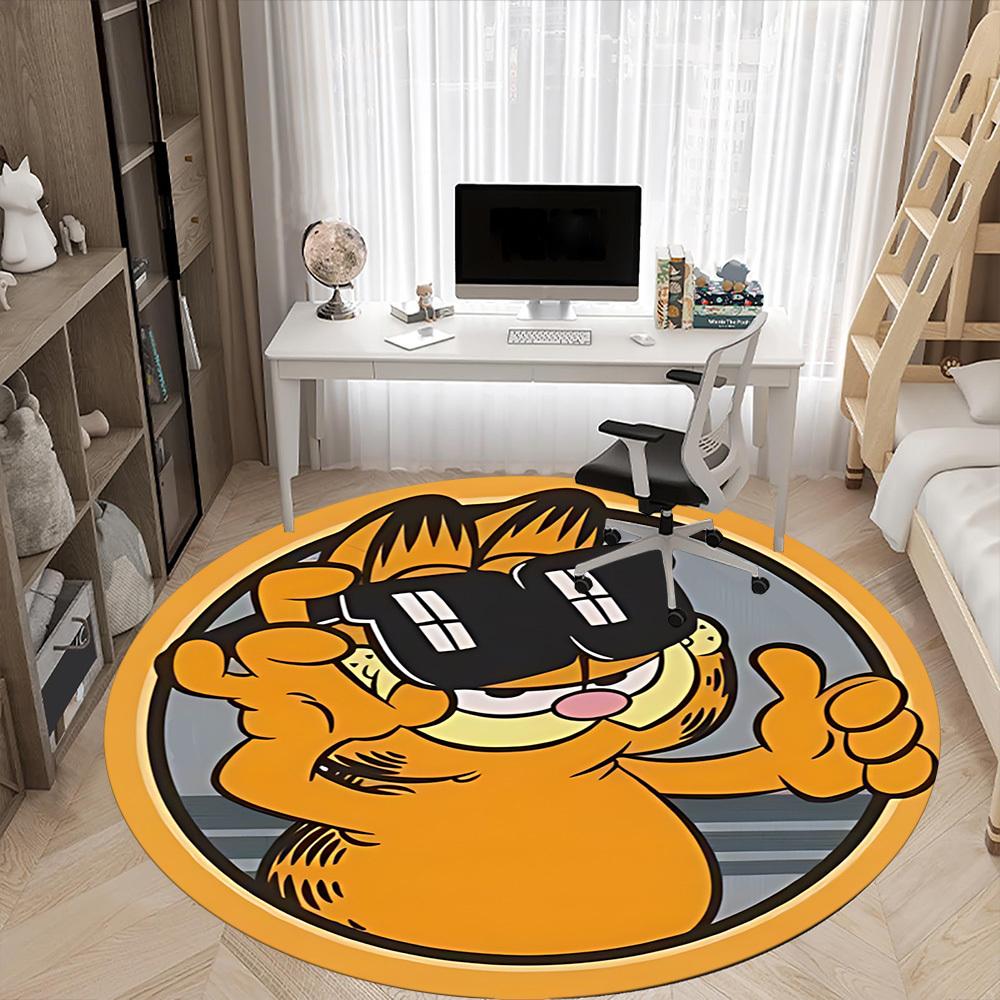 1pc Garfield Cat Office Round Area Rug, Under Office Chairs Bedroom Living Room Home Decor a1022385