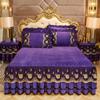 Thick Bed Skirt Three-Piece Winter Crystal Velvet Fleece-Lined Quilted Bedspread Quilt Cover Velvet Bed Skirt