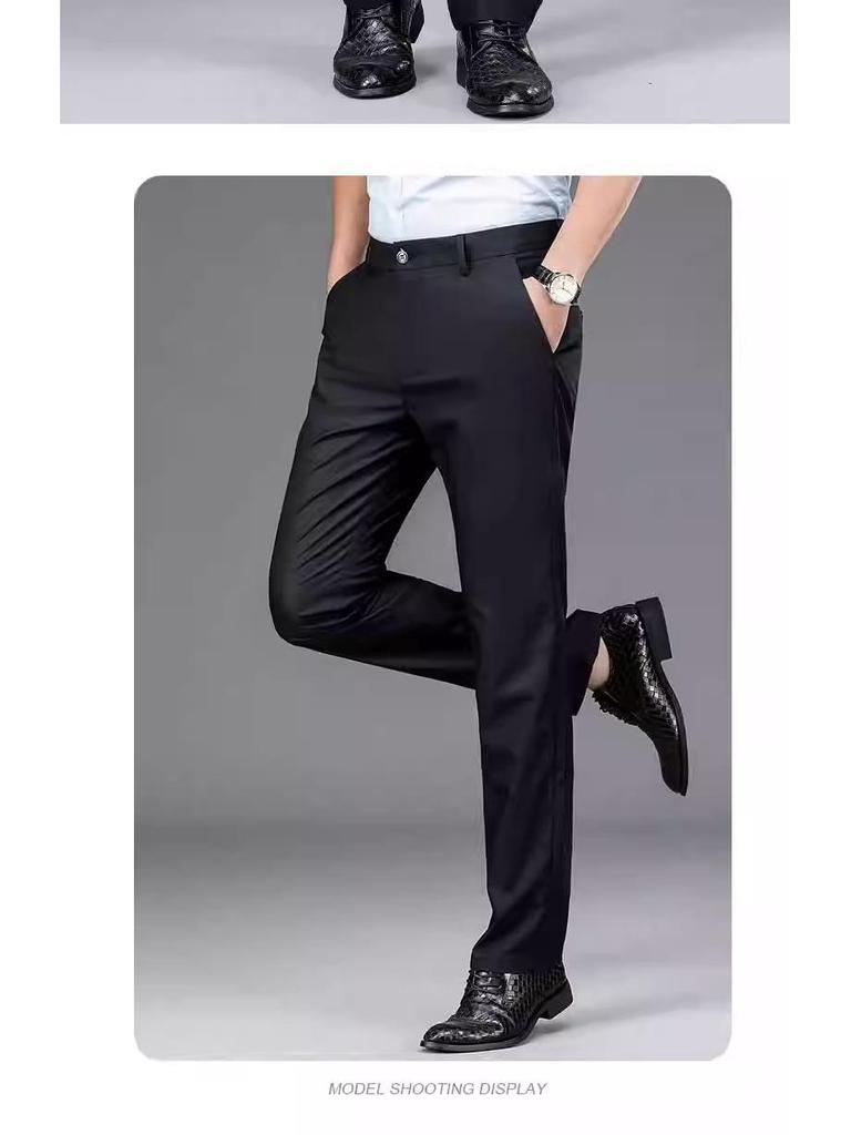 2025 Men's Casual Stretch Solid Color Straight-Leg Trousers