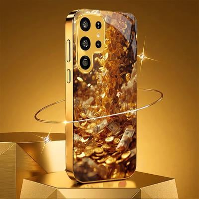 Protection de la richesse Étui de téléphone haut de gamme Étui de téléphone en verre plaqué pour Samsung Galaxy S26 S25 S24 S23 S22 S21 FE, Ultra, Plus