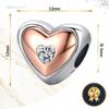 Heart Charms Rose S925 Pendant Cubic Zirconia Crystal Beads Plated