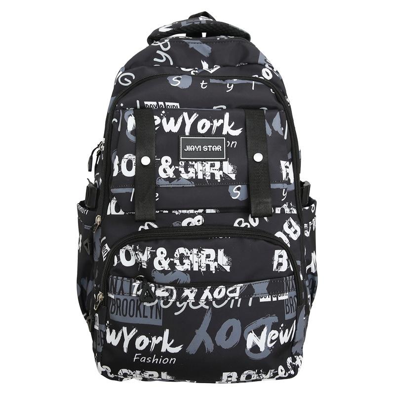 Large Capacity Student Backpack Graffiti Print Campus Backpack Men Lightweight Couple Backpack