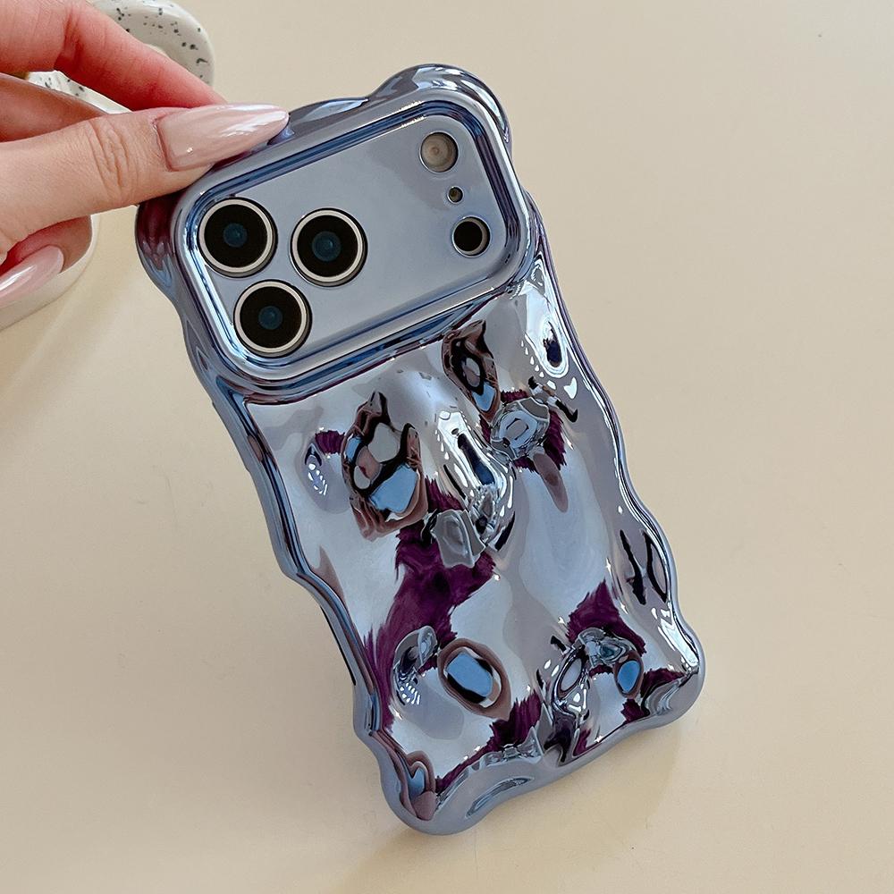 3D Bubble Wave Pattern Phone Case For iPhone 17 16 15 14 13 12 11 Pro Max 17Air Electroplated Soft Shockproof Back Cover