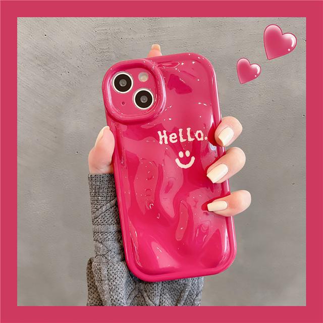 

Чехол для телефона розового цвета с милой улыбкой и 3d метеоритным узором для Iphone 14 11 12 13 Pro Max, милый мягкий чехол с забавными буквами