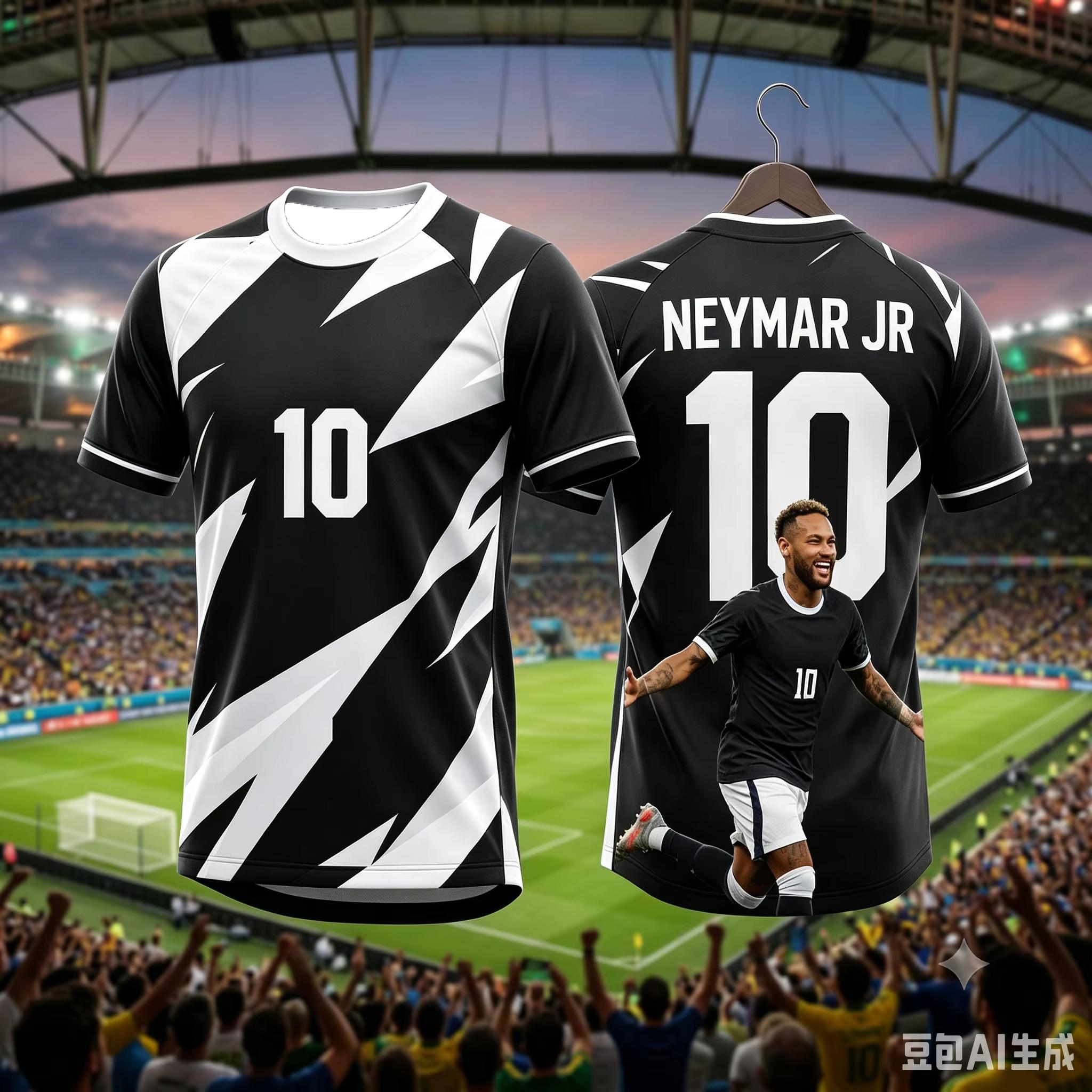 Brazil Fan Soccer T-Shirt Neymar #10 Geometric Pattern Player Portrait Breathable Quick Dry Training Tee Fan Sport Top Men Women S