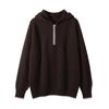 French Women's Cashmere Blend Half-Zip Hooded Loose Sweater