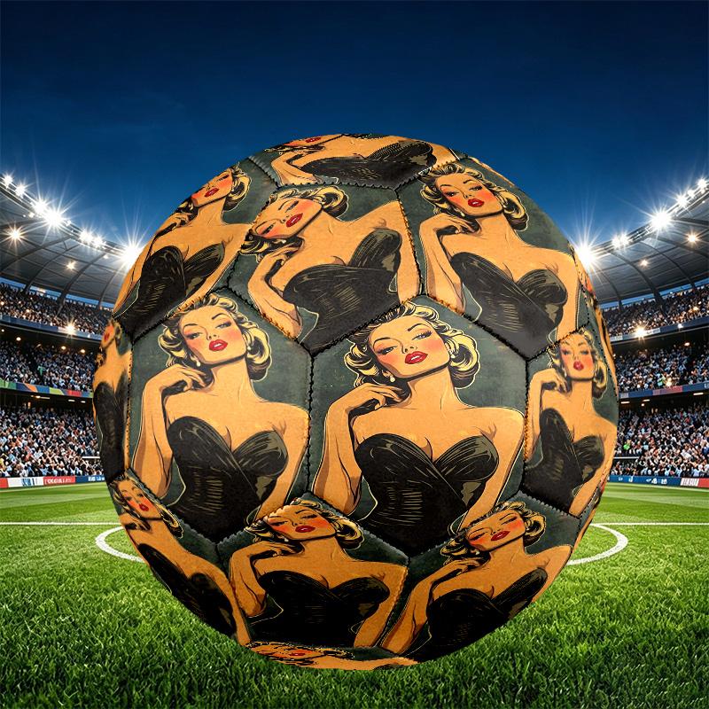 Marilyn Monroe Print Size 5 Soccer Ball, PU Wear Resistant Football for Match Training and Daily Practice, Birthday Gift for Soccer Fans