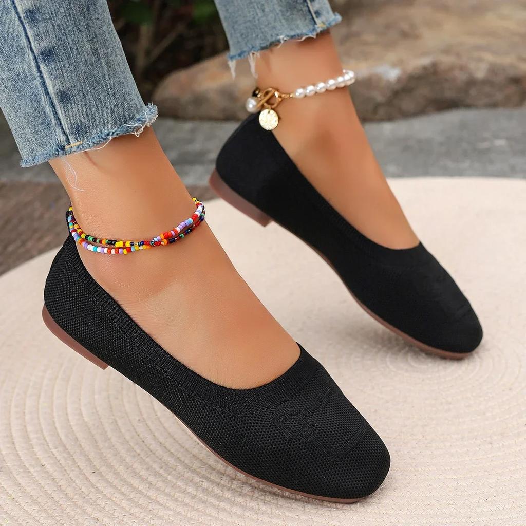 Women's Flat Shoes with Pointed Soft Knitted Sole Breathable and Comfortable Shoes Spring and Autumn 2026 New Model
