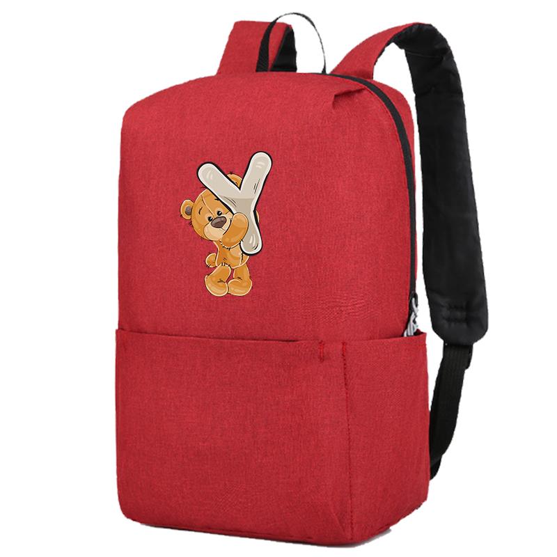 Lovely Little Bear 26 English Letters Backpack Girl School Bag Cosplay Canvas Backpacks Children Kid Bookbag Back To School