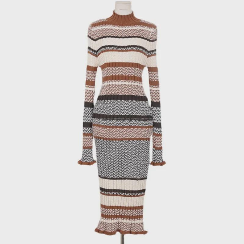 Korean Style Slim Long Skirt and Sweater Set for Women