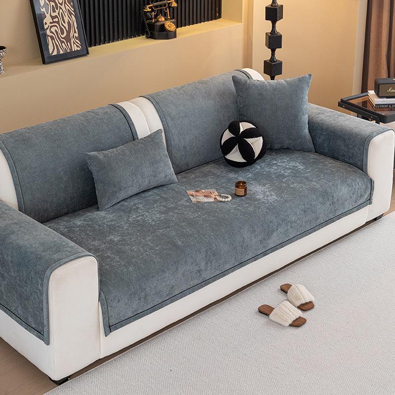 

Light Luxury Premium Sofa Cover Fabric Anti Slip and Cat Scratch Resistant Sofa Cushion Solid Color Suitable for All Seasons 70x70cm синьо сірого кольору