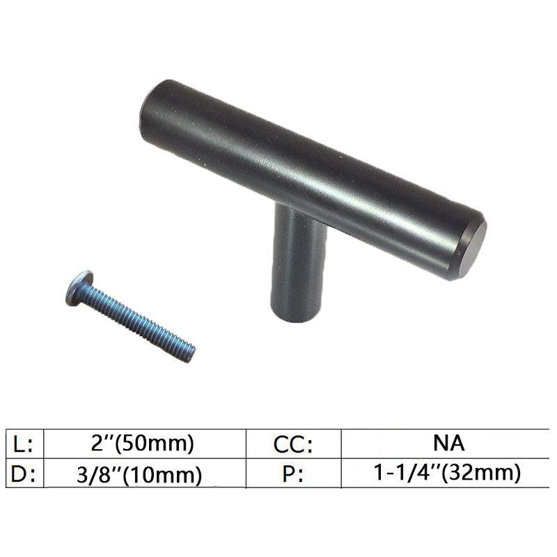 Sleek Black Stainless Steel T Bar Handles For Stylish Kitchen Cabinet Drawer Knobs