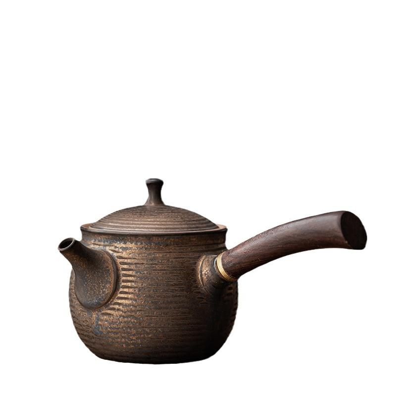 Retro Side Handle Teapot, Home Kung Fu Tea Set with Filter and Anti Scald Tea Maker