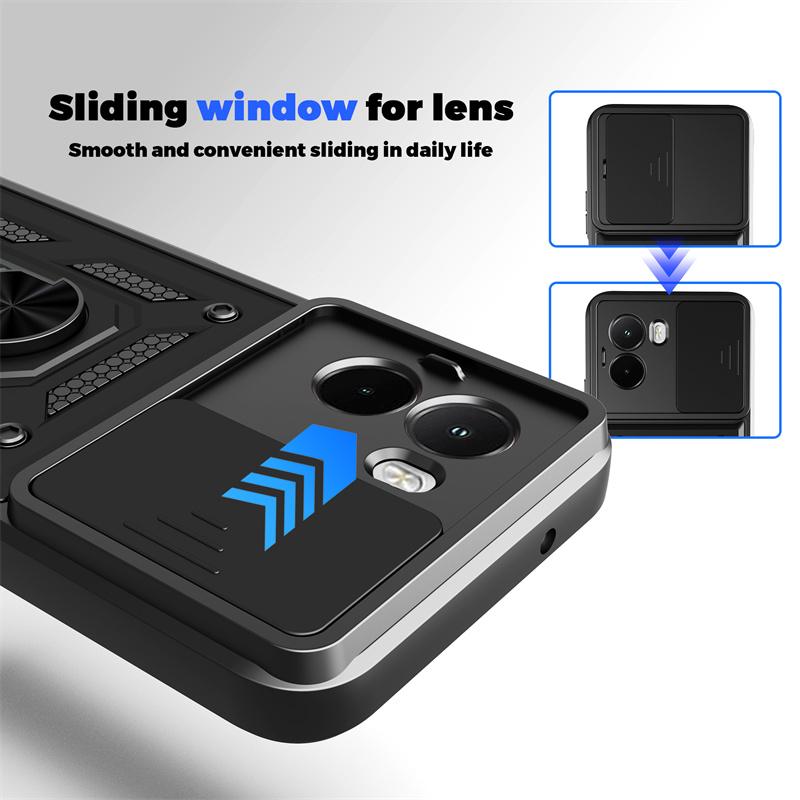 Deksler Til Xiaomi Poco M7 4G Deksel Armor Skyv Kamera Linse Beskyttelse Ringholder Bakdeksel For Poko Little M7 M 7 PocoM7 4G Capa