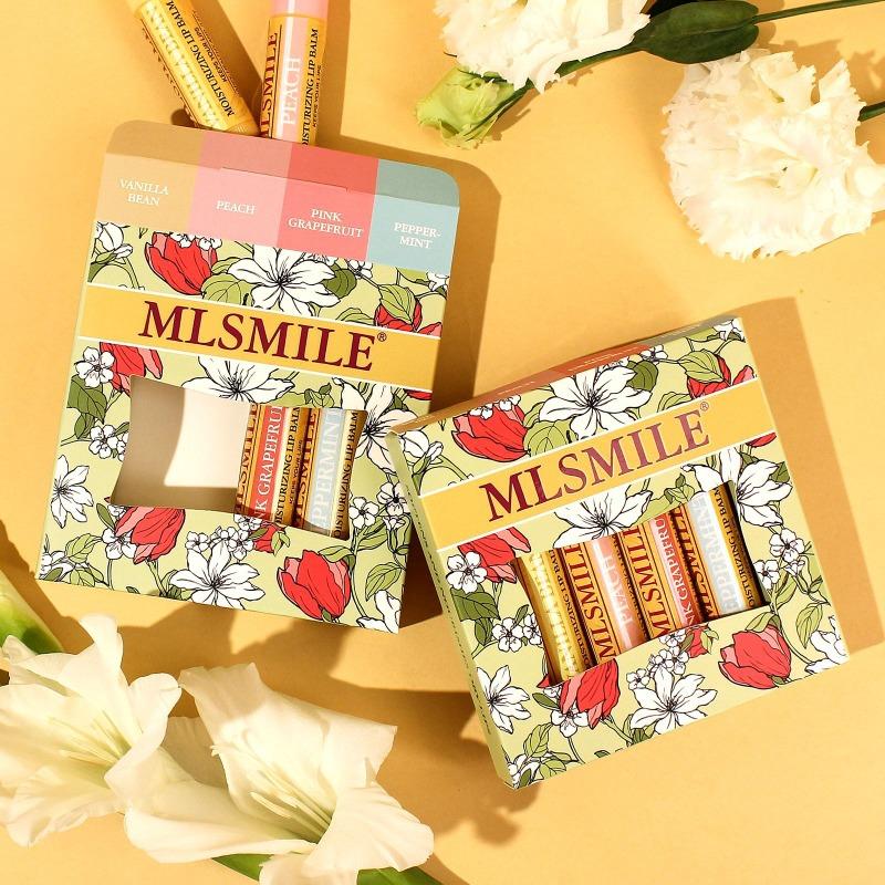 4 Lip Balm Set Lip Care with Vitamin E Fruity Moisturizing Lip Balm