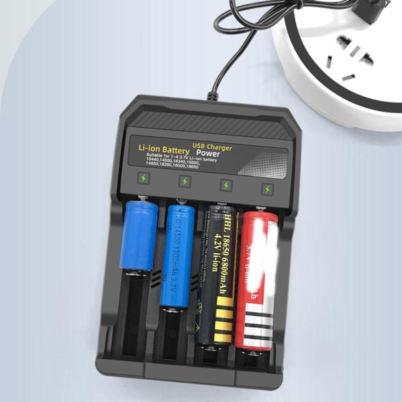Automatic Stop Charging 4Bay 3.7V Li Battery Charging adapter USB Port For Multiple Devices Safe Reverse Polarity Protections