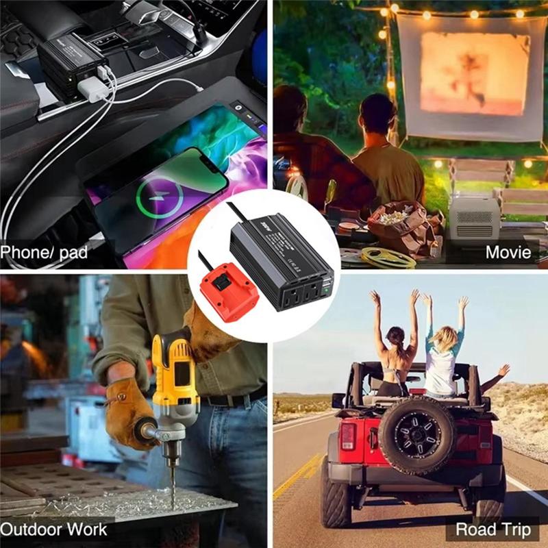 ABUO-300W Car Power Inverter For Li- Battery Outdoor Inverter AC110V/DC20V Power Station Generator