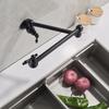Rubinetto da Cucina in Ottone da Parete Nero Opaco Maniglie Doppie Design Flessibile Monofreddo Riempitore Pieghevole per Pentola Rubinetto da Cucina