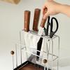 Stainless Steel Knife Holder Multi Function Kitchen Organizer for Knives and Cutting Boards Countertop Storage Rack with Utensil Storage Space