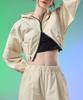 Koleat Women Maxi Crop Zip-Up Hooded Field Jacket Windbreaker [Ivory]