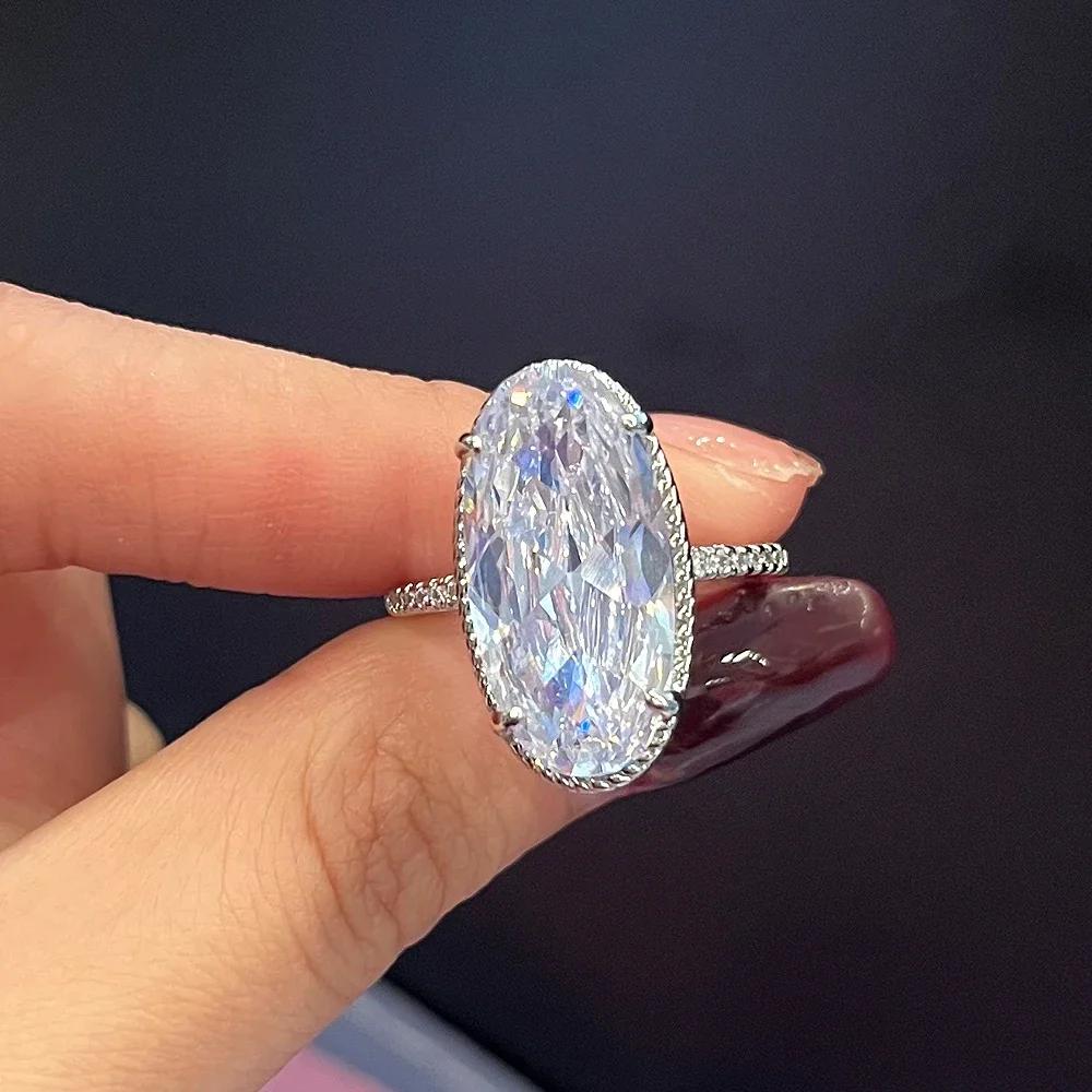 New Luxury Big Oval Cubic Zirconia Crystal Rings Women Wedding Accessories High-quality Silver Engagement Bands Jewelry