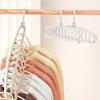 4PCS Rotatable Hook Multi-Hole Clothes Hanger Space-Saving Non-slip Wardrobe Clothes Organizer Plastic Clothes Hanging Rack
