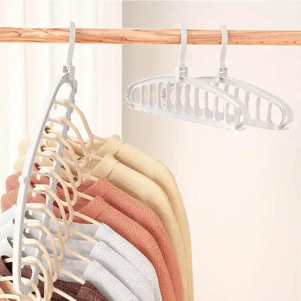 4PCS Rotatable Hook Multi-Hole Clothes Hanger Space-Saving Non-slip Wardrobe Clothes Organizer Plastic Clothes Hanging Rack