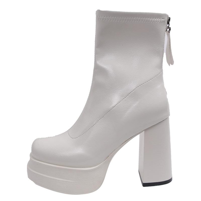 Fashion sweet and cool style black high-heeled short boots women's autumn new with skirt small height-increasing boots