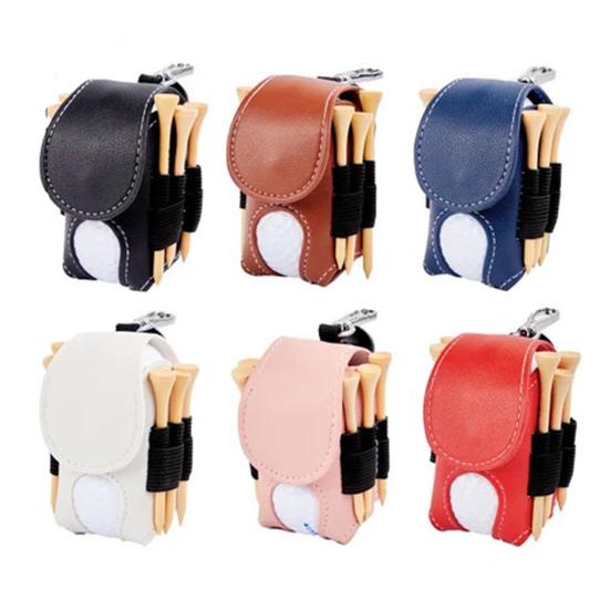 Golf Ball Waist Bag with Clip Waterproof Faux Leather Golf Ball Tee Tools Accessories Organizer Pouch Holder Men Women Golf Enthusiasts Gift